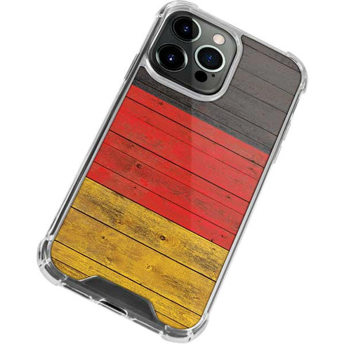 German Flag Dark Wood iPhone 15 Pro Clear Case